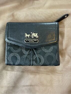 Coach Black Signature Wristlet with Horse & Carriage Plaque